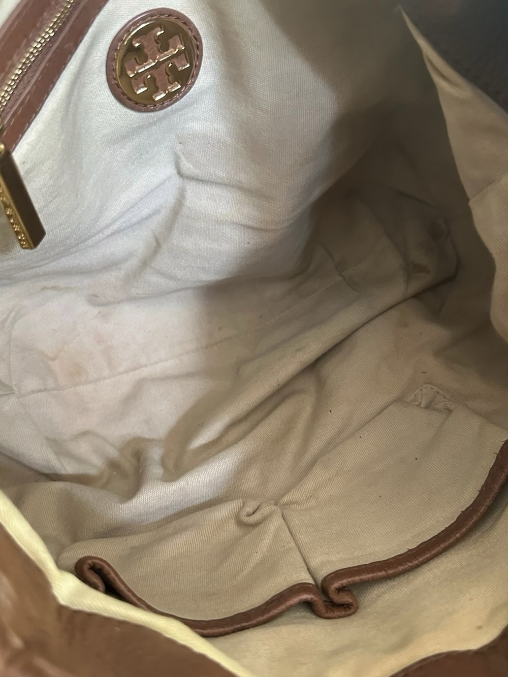 Tory Burch Amanda Brown Pebbled Leather Shoulder Tote Crossbody Bag - Picture 13 of 15